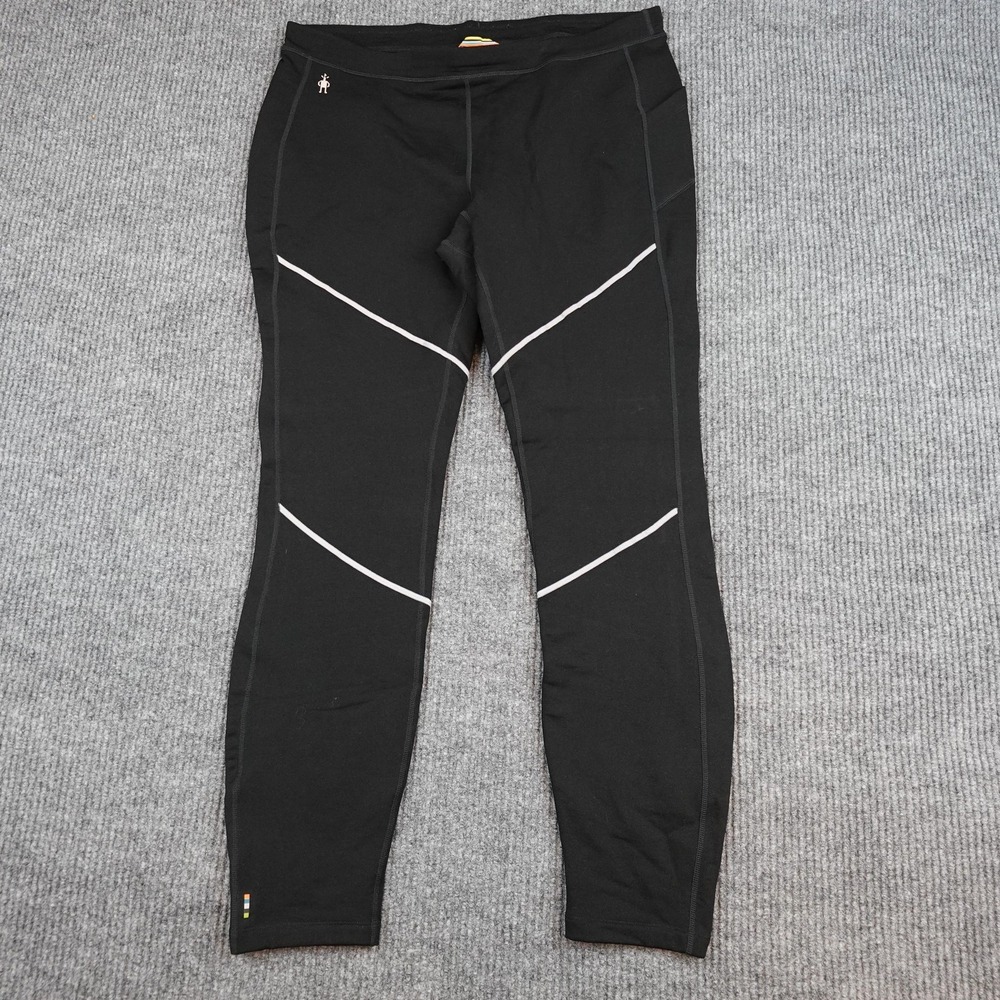 Smartwool Merino Sport Fleece Tight Leggings Mens 2XL Black Wool Reflective